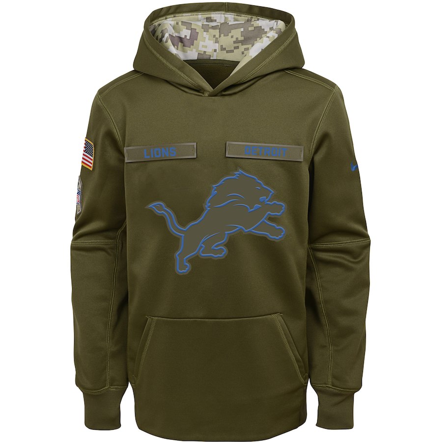 Detroit Lions Nike Youth Salute to Service Pullover Performance Hoodie Green->youth nfl jersey->Youth Jersey